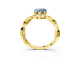 Yellow gold Fancy Blue Heart  Solitaire Twisted Pave Diamond Ring with Four-Prong Setting_15