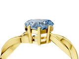 Yellow gold Fancy Blue Heart  Solitaire Twisted Pave Diamond Ring with Four-Prong Setting_16
