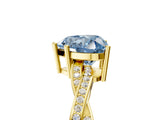 Yellow gold Fancy Blue Heart  Solitaire Twisted Pave Diamond Ring with Four-Prong Setting_17