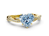 Yellow gold Fancy Blue Heart  Solitaire Twisted Pave Diamond Ring with Four-Prong Setting_80