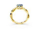 Yellow gold Fancy Blue Heart  Solitaire Twisted Pave Diamond Ring with Four-Prong Setting_83
