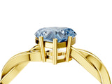 Yellow gold Fancy Blue Heart  Solitaire Twisted Pave Diamond Ring with Four-Prong Setting_84