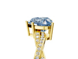 Yellow gold Fancy Blue Heart  Solitaire Twisted Pave Diamond Ring with Four-Prong Setting_85