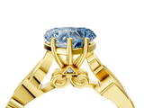 Yellow gold Fancy Blue Heart  Solitaire Vine Band with Milgrain Prong Setting_7
