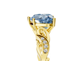 Yellow gold Fancy Blue Heart  Solitaire Vine Band with Milgrain Prong Setting_8