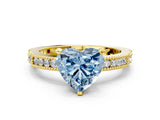 Yellow gold Fancy Blue Heart  Solitaire with Pavé Band and Four-Prong Setting_284