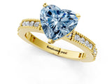 Yellow gold Fancy Blue Heart  Solitaire with Pavé Band and Four-Prong Setting_285