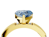 Yellow gold Fancy Blue Heart  Solitaire with Pavé Band and Four-Prong Setting_288