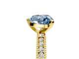 Yellow gold Fancy Blue Heart  Solitaire with Pavé Band and Four-Prong Setting_289