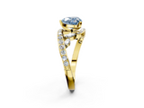 Yellow gold Fancy Blue Heart  Solitaire with Pavé Twist Band and Four-Prong Setting_74