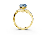 Yellow gold Fancy Blue Heart  Solitaire with Pavé Twist Band and Four-Prong Setting_75