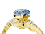 Yellow gold Fancy Blue Heart  Solitaire with Pavé Twist Band and Four-Prong Setting_76
