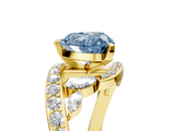 Yellow gold Fancy Blue Heart  Solitaire with Pavé Twist Band and Four-Prong Setting_77