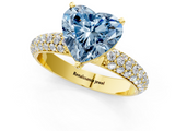 Yellow gold Fancy Blue Heart  Solitaire with Pave Band and Four-Prong Setting_4