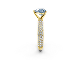 Yellow gold Fancy Blue Heart  Solitaire with Pave Band and Four-Prong Setting_5