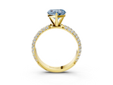 Yellow gold Fancy Blue Heart  Solitaire with Pave Band and Four-Prong Setting_6