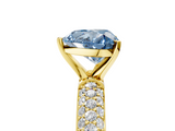 Yellow gold Fancy Blue Heart  Solitaire with Pave Band and Four-Prong Setting_8