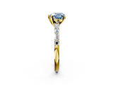 Yellow gold Fancy Blue Heart  Solitaire with Side Baguettes and Channel Set Band_61