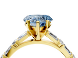 Yellow gold Fancy Blue Heart  Solitaire with Side Baguettes and Channel Set Band_63