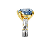 Yellow gold Fancy Blue Heart  Solitaire with Side Baguettes and Channel Set Band_64