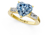Yellow gold Fancy Blue Heart  Solitaire with Tapered Baguette Side Stones on a Classic Band with Four-Prong Setting_77