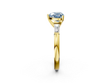 Yellow gold Fancy Blue Heart  Solitaire with Tapered Baguette Side Stones on a Classic Band with Four-Prong Setting_78
