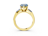 Yellow gold Fancy Blue Heart  Solitaire with Tapered Baguette Side Stones on a Classic Band with Four-Prong Setting_79