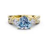 Yellow gold Fancy Blue Heart  Three-Stone Diamond Ring with Pavé Split Shank and Four-Prong Setting_62