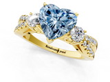 Yellow gold Fancy Blue Heart  Three-Stone Diamond Ring with Pavé Split Shank and Four-Prong Setting_63