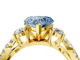 Yellow gold Fancy Blue Heart  Three-Stone Diamond Ring with Pavé Split Shank and Four-Prong Setting_66