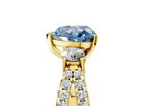 Yellow gold Fancy Blue Heart  Three-Stone Diamond Ring with Pavé Split Shank and Four-Prong Setting_67