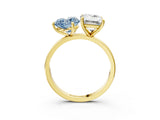 Yellow gold Fancy Blue Heart  and Emerald Cut Toi Moi Ring with Prong Setting_49