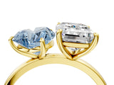 Yellow gold Fancy Blue Heart  and Emerald Cut Toi Moi Ring with Prong Setting_50