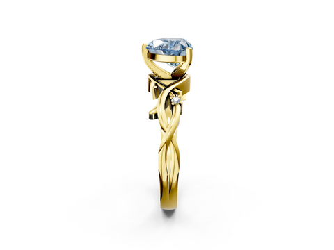 Yellow gold Fancy Blue Heart cut Solitaire Twisted Band Prong Setting Ring_185