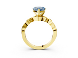 Yellow gold Fancy Blue Heart cut Solitaire Twisted Band Prong Setting Ring_186