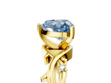 Yellow gold Fancy Blue Heart cut Solitaire Twisted Band Prong Setting Ring_188