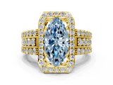 Yellow gold Fancy Blue Marquise -Cut Halo Diamond Ring with Split Shank and Four-Prong Setting_69