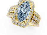 Yellow gold Fancy Blue Marquise -Cut Halo Diamond Ring with Split Shank and Four-Prong Setting_70