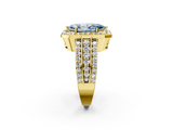 Yellow gold Fancy Blue Marquise -Cut Halo Diamond Ring with Split Shank and Four-Prong Setting_71