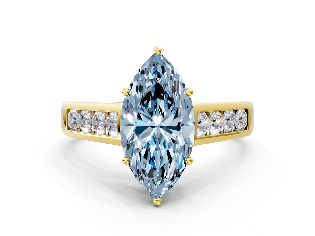 Yellow gold Fancy Blue Marquise  Brilliant Channel-Set Solitaire Ring with Four-Prong Setting_20