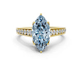 Yellow gold Fancy Blue Marquise  Brilliant Cut Diamond Engagement Ring with Pavé Band and Four-Prong Setting_48