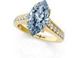 Yellow gold Fancy Blue Marquise  Brilliant Cut Diamond Engagement Ring with Pavé Band and Four-Prong Setting_49