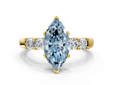 Yellow gold Fancy Blue Marquise  Brilliant Cut Diamond Five-Stone Prong Set Engagement Ring with Channel Band_3