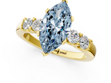 Yellow gold Fancy Blue Marquise  Brilliant Cut Diamond Five-Stone Prong Set Engagement Ring with Channel Band_4