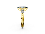Yellow gold Fancy Blue Marquise  Brilliant Cut Diamond Five-Stone Prong Set Engagement Ring with Channel Band_5