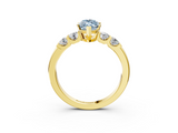 Yellow gold Fancy Blue Marquise  Brilliant Cut Diamond Five-Stone Prong Set Engagement Ring with Channel Band_6
