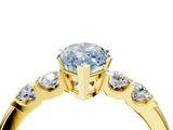 Yellow gold Fancy Blue Marquise  Brilliant Cut Diamond Five-Stone Prong Set Engagement Ring with Channel Band_7