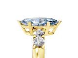 Yellow gold Fancy Blue Marquise  Brilliant Cut Diamond Five-Stone Prong Set Engagement Ring with Channel Band_8