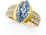 Yellow gold Fancy Blue Marquise  Brilliant Diamond Channel Set Wide Band Ring with Bezel Setting_20