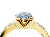 Yellow gold Fancy Blue Marquise  Brilliant Diamond Channel Set Wide Band Ring with Bezel Setting_23